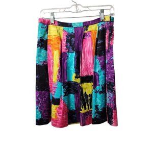Trina Turk bold colorful pleated silk A line mini skirt size 2